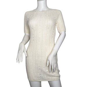 Chanel Dress Size 36 White Cashmere CC Knit Crochet Dress